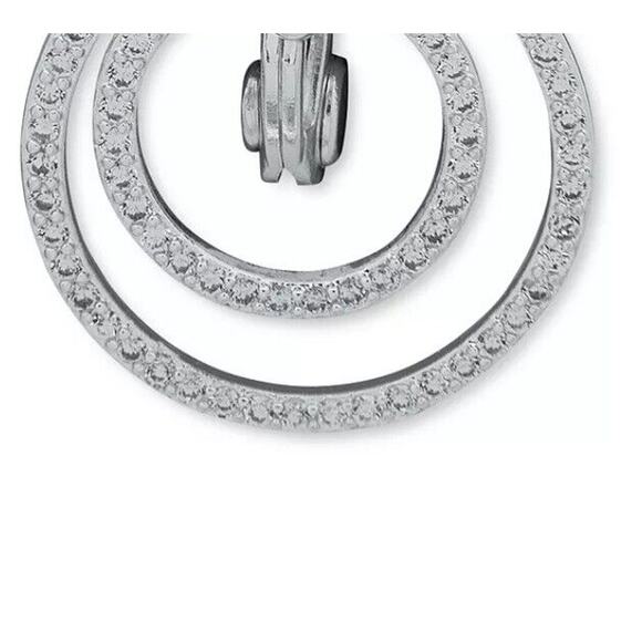 Anne Klein Silver Tone CZ Heart Clip On Earrings EZ Comfort Doorknocker Style - Picture 4 of 4